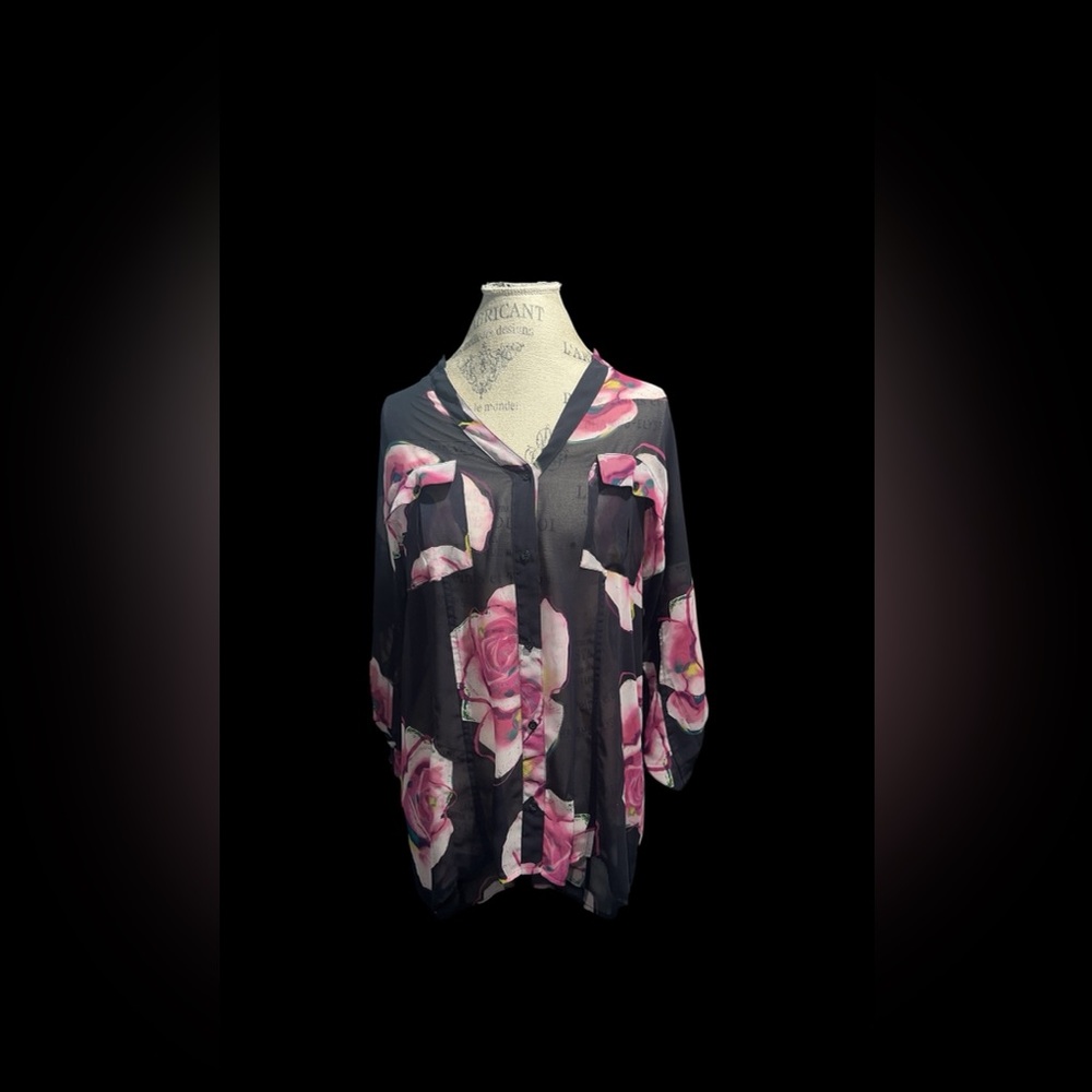 Candie's Pink Floral Sheer Blouse